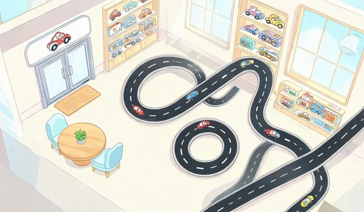 Illustrated map to Hot Wheels play studio